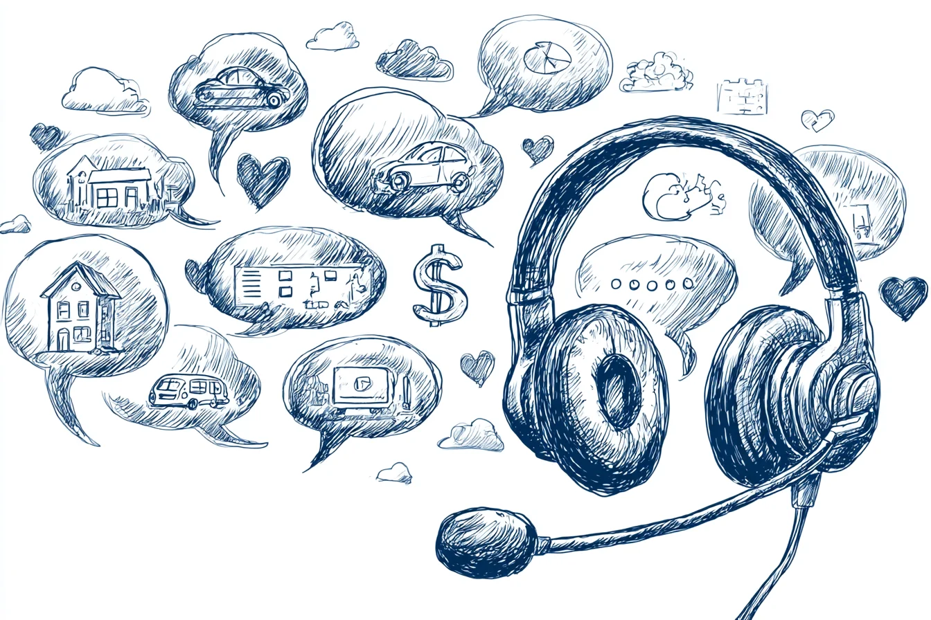 Customer support headset with speech bubbles