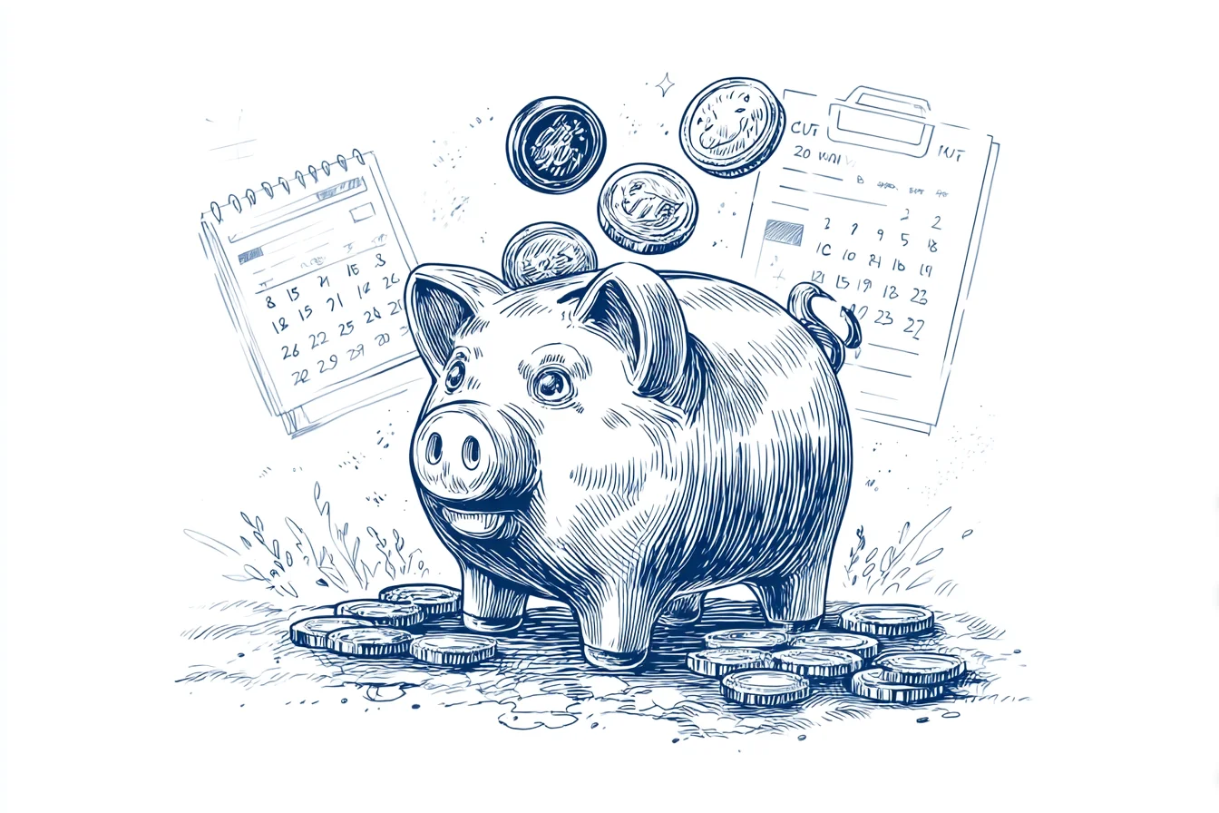 Piggy bank with coins representing personal savings and loan planning